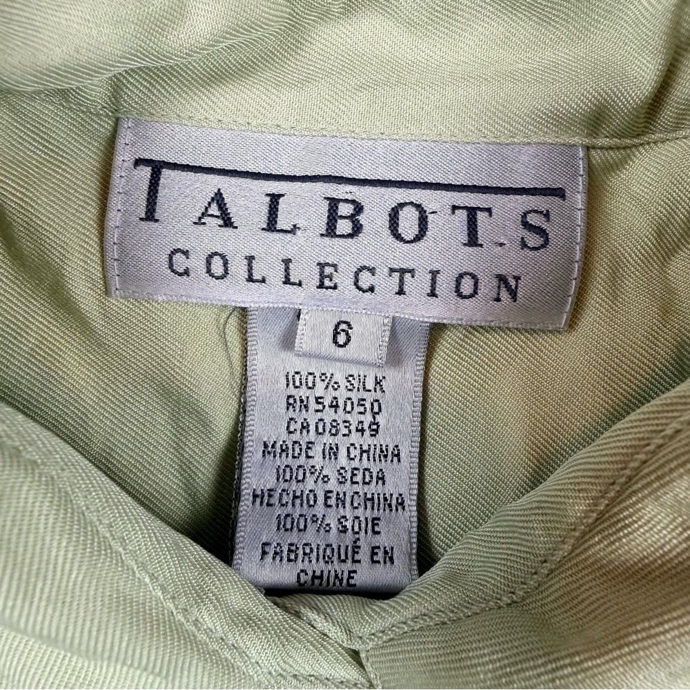 Talbots Collection 100% Silk Sleeveless Button Down Blouse Light Green Size 6 - Picture 4 of 7